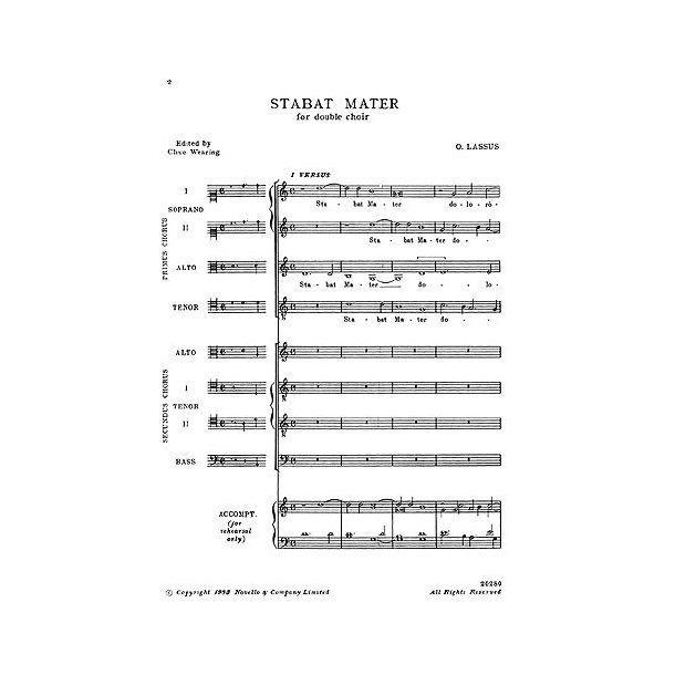 Orlando Lassus: Stabat Mater (Vocal Score)
