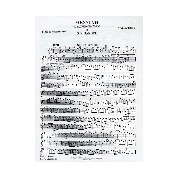 G. F. Handel: Messiah: First Violin (Edited By Watkins Shaw)