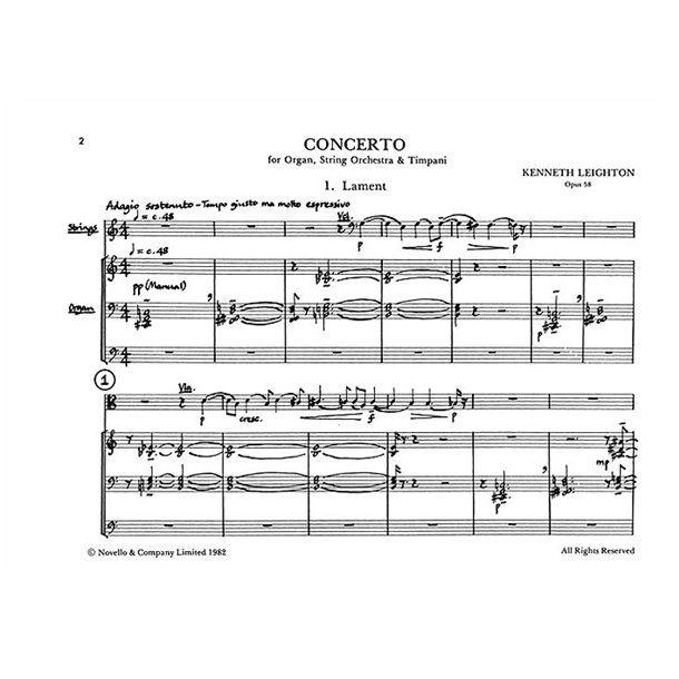Kenneth Leighton: Concerto For Organ (Organ Part)