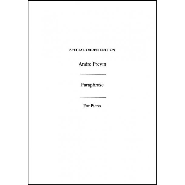 Previn: Paraphrase for Piano