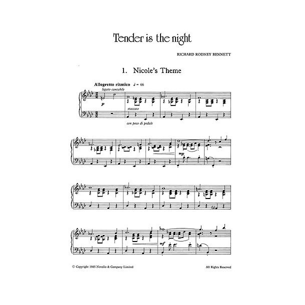 Richard Rodney Bennett: Tender Is The Night For Piano
