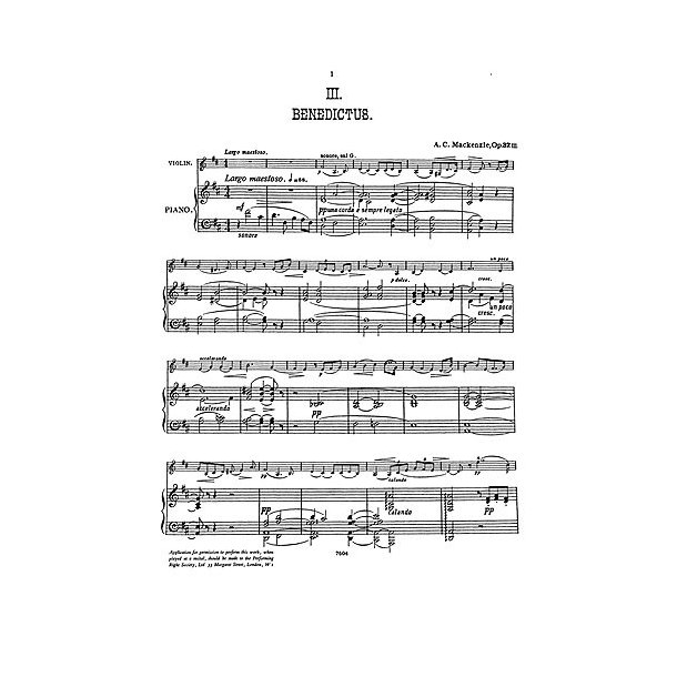 Mackenzie: Benedictus for Violin and Piano