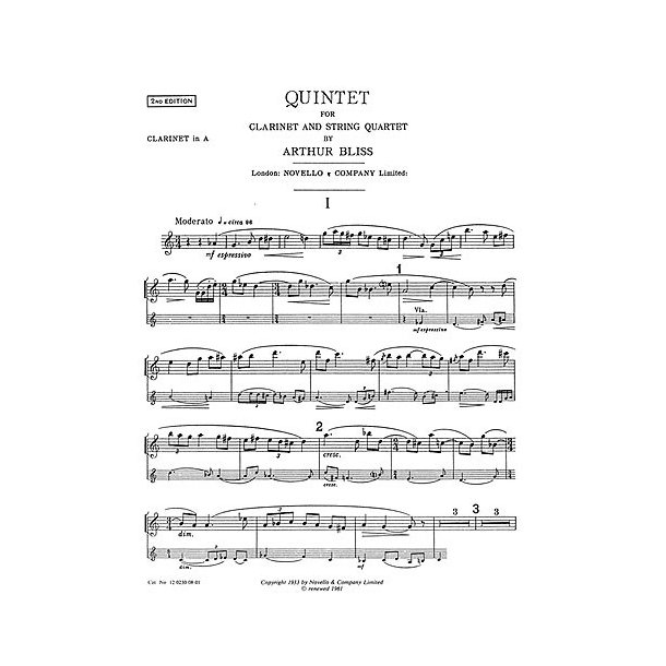 Bliss: Quintet For Clarinet And Strings (Parts)