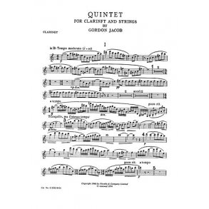 Jacob: Quintet For Clarinet And Strings (Parts)