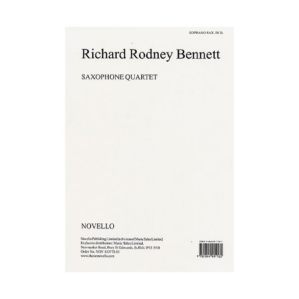 Richard Rodney Bennett: Saxophone Quartet (Parts)
