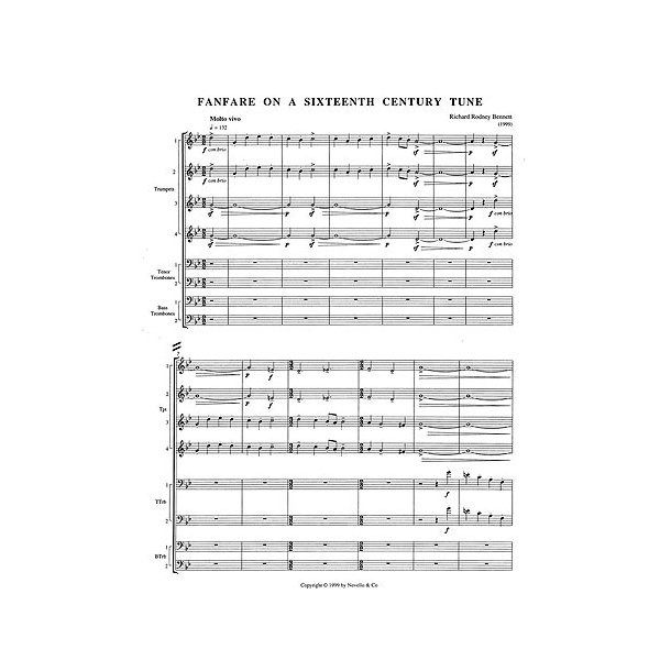 Richard Rodney Bennett: Fanfare On A Sixteenth Century Tune (Score/Parts)