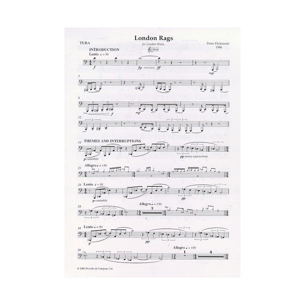 Peter Dickinson: London Rags For Brass Quintet (Parts)