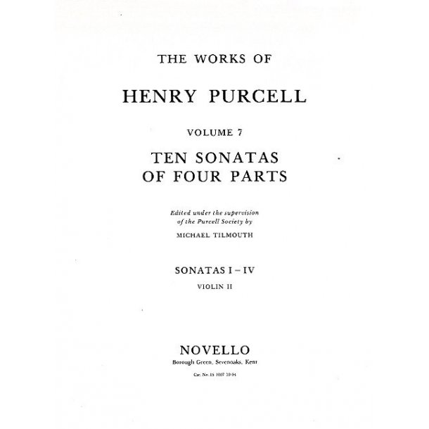 Henry Purcell: 10 Sonatas Of Four Parts Violin 2 (Sonatas I-IV)