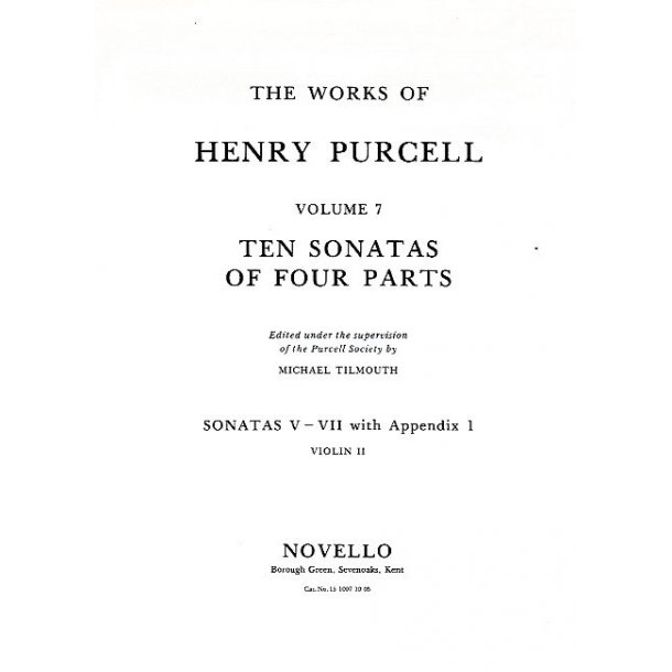 Henry Purcell: 10 Sonatas Of Four Parts Violin 2 (Sonatas V-VII)