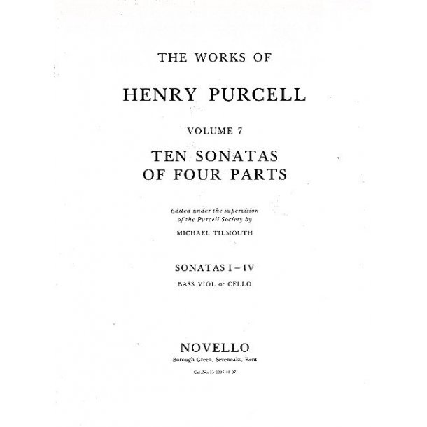 Henry Purcell: 10 Sonatas Of Four Parts For Cello (Sonatas I-IV)
