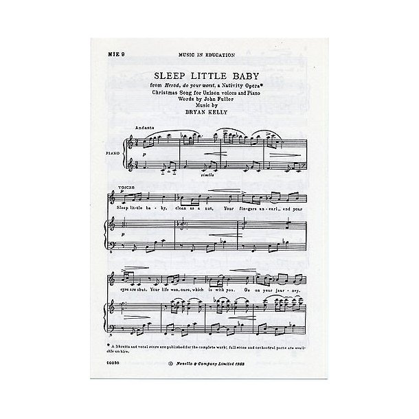 Bryan Kelly: Sleep Little Baby For Unison Voices