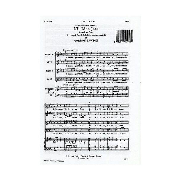 Gordon Lawson: L'il Liza Jane For SATB