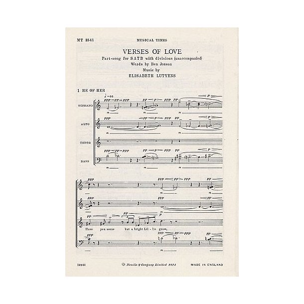 Elisabeth Lutyens: Verses Of Love