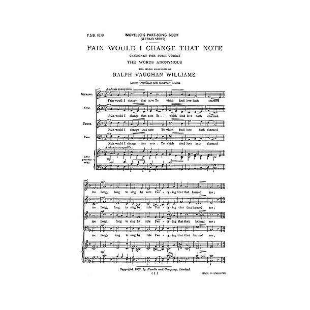 Vaughan Williams: Fain Would I Change That Note