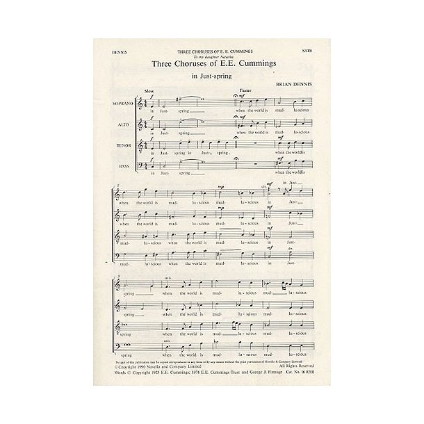 Brian Dennis: Three Choruses Of E.E.Cummings