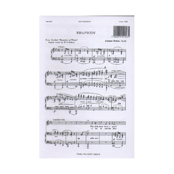 Johannes Brahms: Alto Rhapsody (Vocal Score)