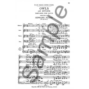ELGAR EDWARD OWLS OP53 NO4 SATB UNACCOMPANIED CHORAL