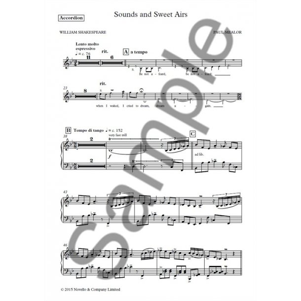 Paul Mealor: Sounds And Sweet Airs (Accordion Part)