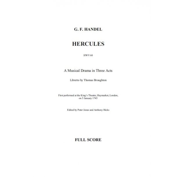 G. F. Handel: Hercules (Ed. Peter Jones) (Full Score)