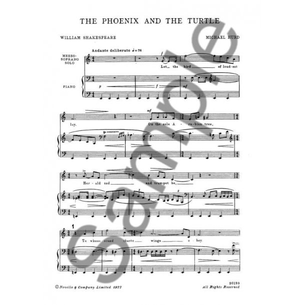 Hurd: Phoenix And The Turtle (Vocal Score)
