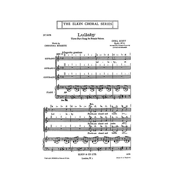 Scott: Lullaby for SSA and piano acc.