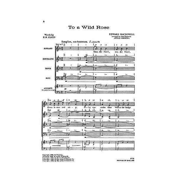 Edward MacDowell: To A Wild Rose (SATB)