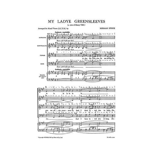 Stone, Norman My Ladye Greensleeves Satb