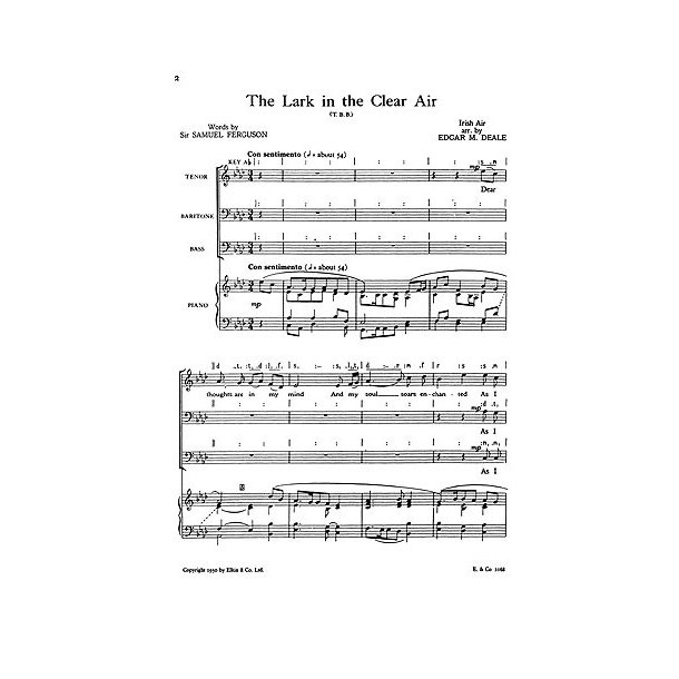Deale, E The Lark In The Clear Air Ttb/Piano