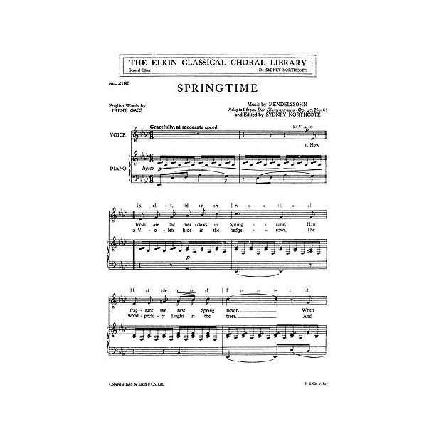 Felix Mendelssohn: Springtime Unison/Piano