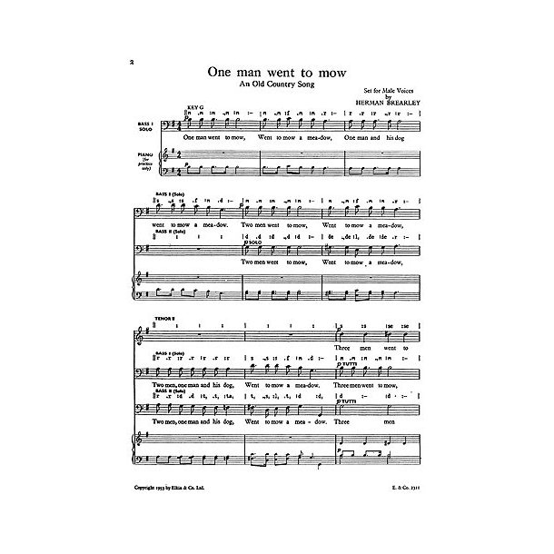 Brearley, H One Man Went To Mow Ttbb/Piano