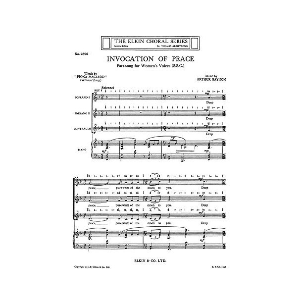Baynon, A Invocation Of Peace Ssa And Piano