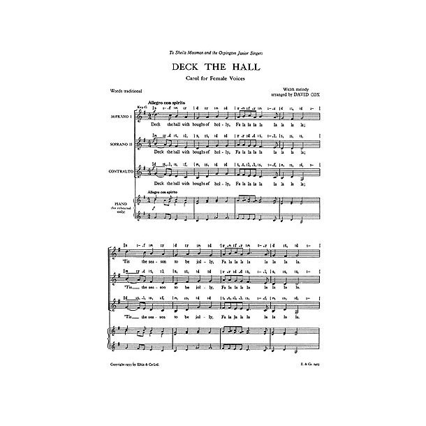 Cox, David Deck The Halls Ssa/Pf