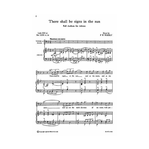 Frederick W. Wadely: There Shall Be Signs In The Sun - SATB/Organ