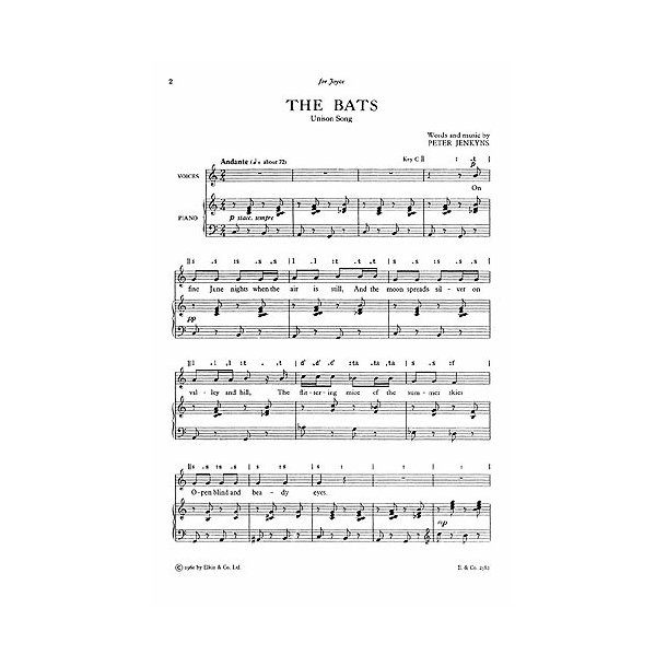 Jenkyns, P The Bats Unison And Piano