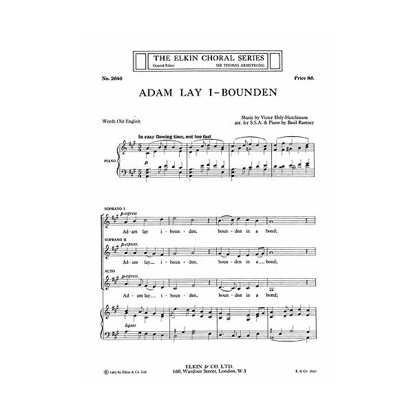 Victor Hely-Hutchinson: Adam Lay I-Bounden