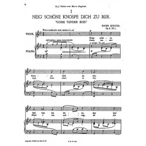 Roger Quilter: Four Songs Of Mirza Schaffy (Medium/High Voice)