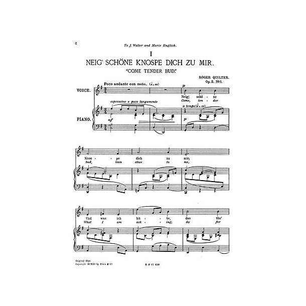 Roger Quilter: Four Songs Of Mirza Schaffy (Low Voice)