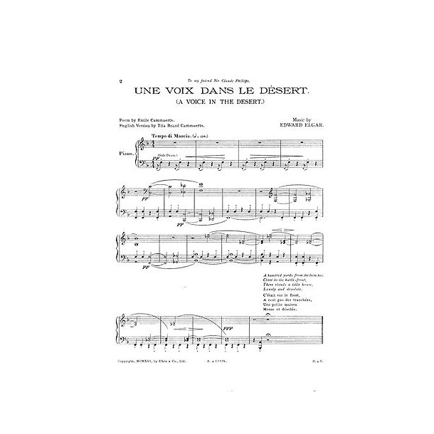 Elgar, E Une Voix Dans Le Desert Narrator And Piano