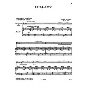 Scott: Lullaby Op.57 No.2 for Cello and Piano