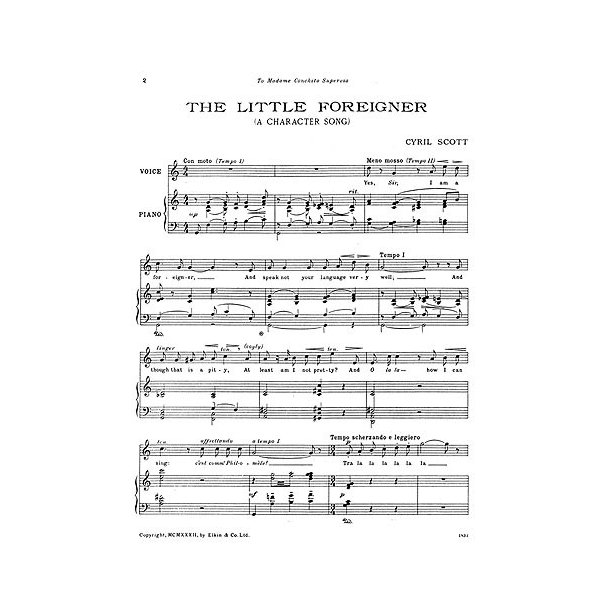 Scott: The Little Foreigner for Voice And Piano