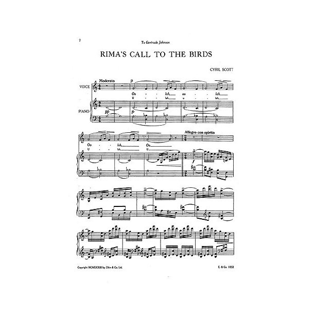 Scott: Rima's Call To The Birds for Voice And Piano