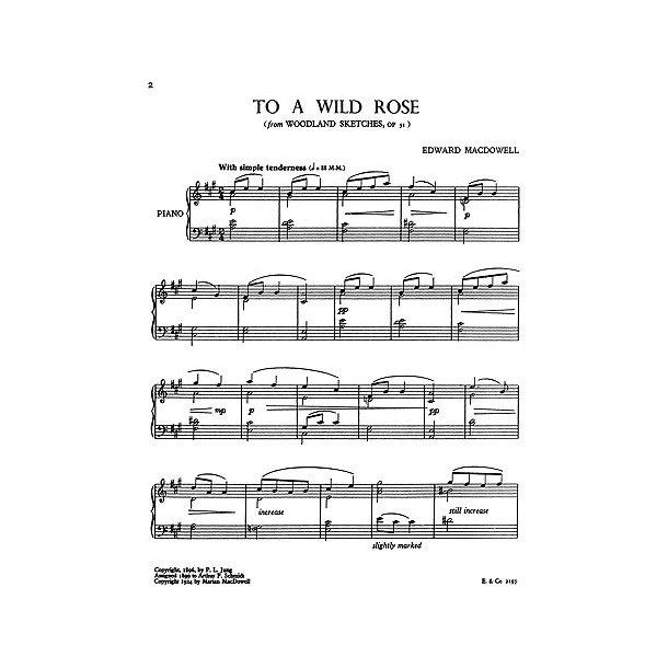 Macdowell To A Wild Rose Piano