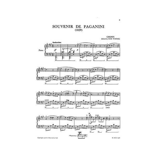 Chopin Souvenir De Paganini Piano