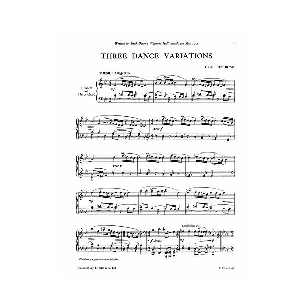 Geoffrey Bush: Three Dance Variations for Piano Solo