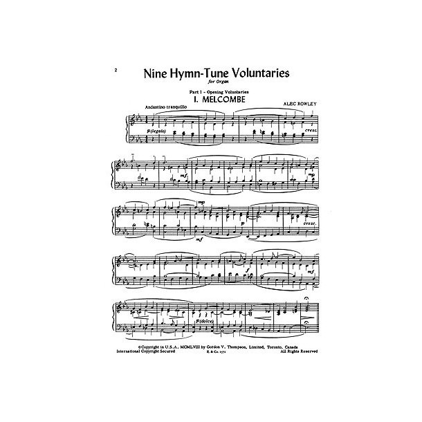 Rowley: Nine Hymn-tune Voluntaries Organ Manuals Only