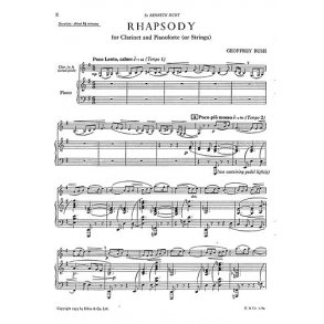 Geoffrey Bush: Rhapsody For Clarinet And Strings (Clarinet/Piano)