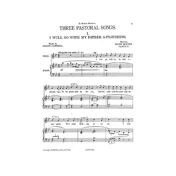 Roger Quilter: Three Pastoral Songs Op.22 (High Voice/Piano)