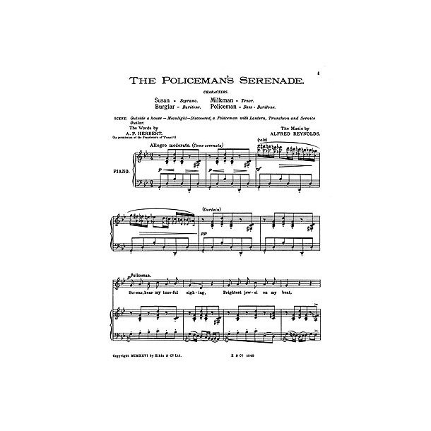 Reynolds The Policemans Serenade Vocal Score