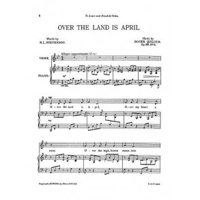 Quilter, R Two Songs (Over The Land Is April) Op26-no2 B Flat Vce/Pf
