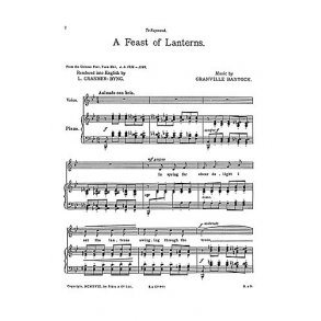 Bantock: Feast Of Lanterns. For Solo Low Voice and Piano In Bb